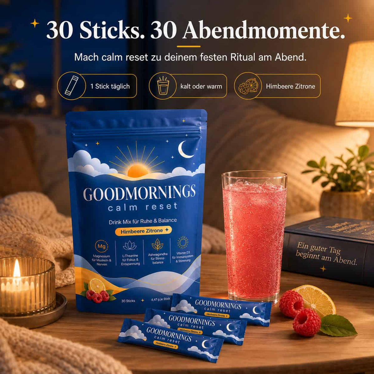 calm reset – Abenddrink Himbeere Zitrone | 30 Sticks